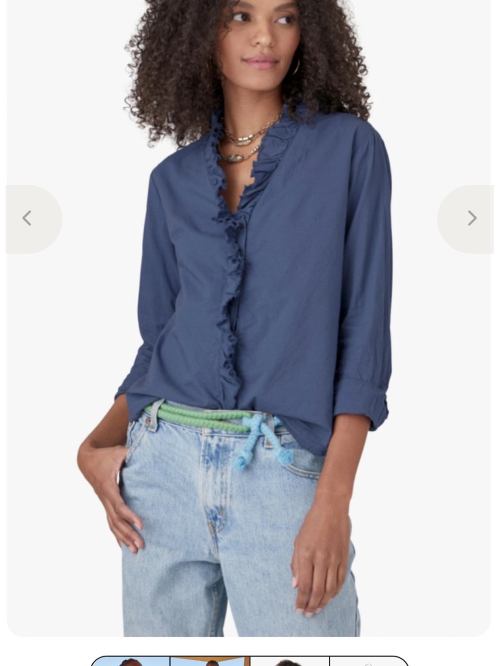 Xirena Women’s Blue Ruffled Button-Front Top